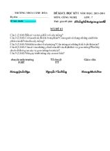 Đề khảo sát chất lượng học kỳ I - Năm học 2013 - 2014 môn Công nghệ lớp 7